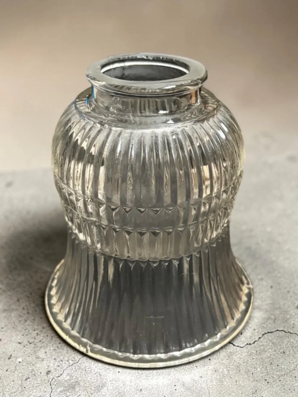 Vintage Clear Ribbed Glass Lamp Shade With Flared Design